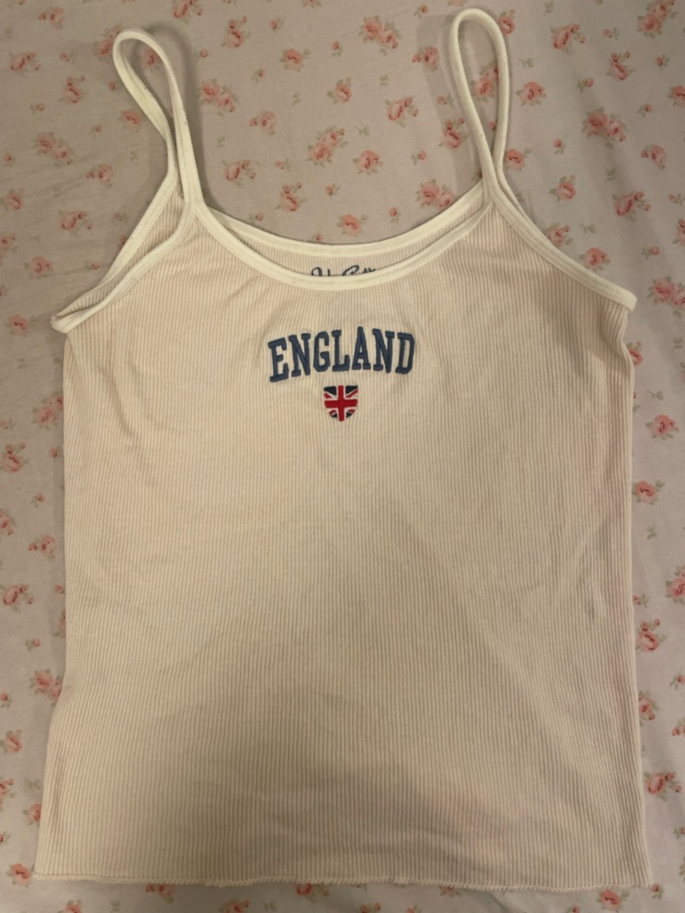 Brandy Melville Pink Union Jack Embellishment Tank Top